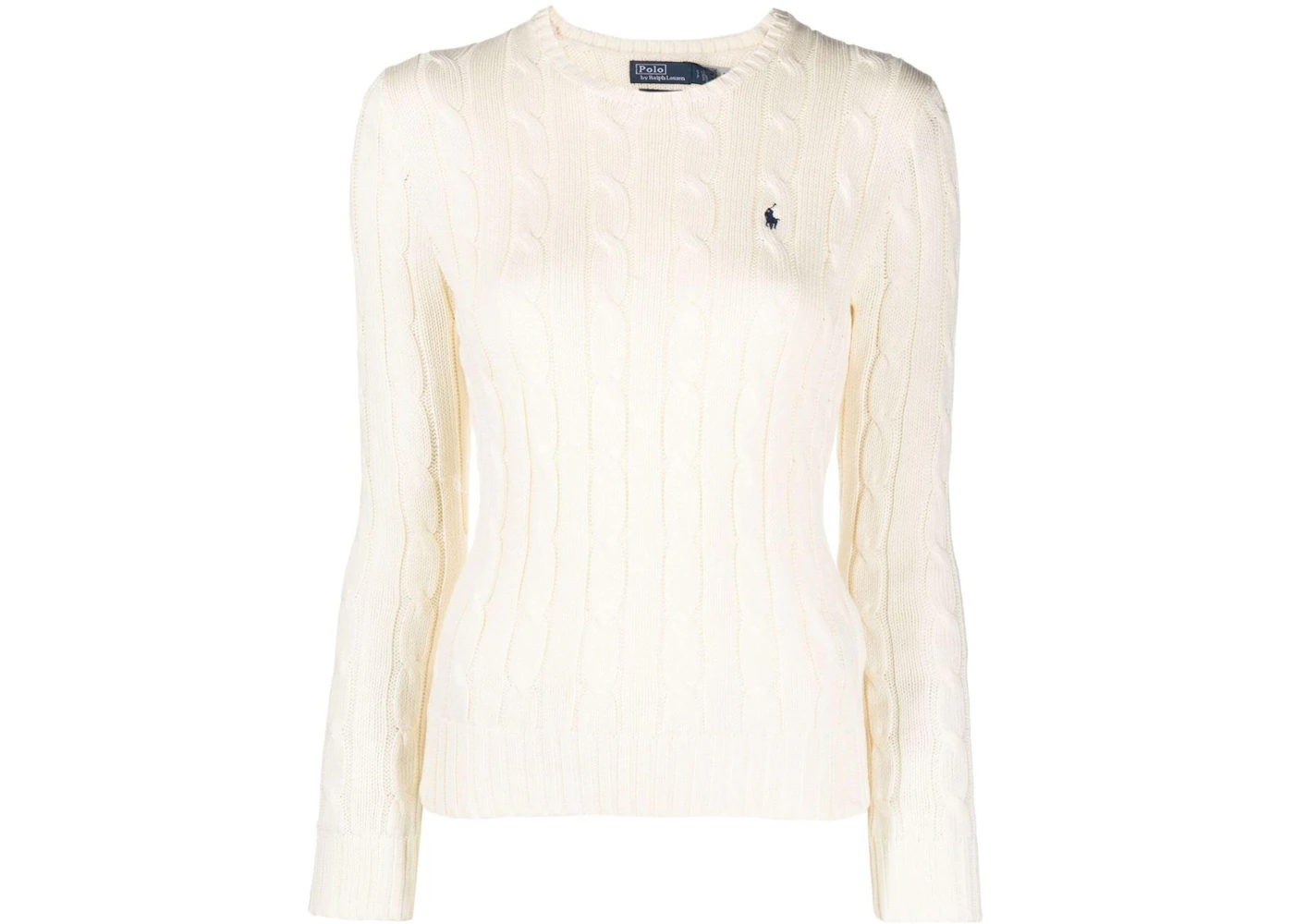 Polo Ralph Lauren Cable-Knit Cotton Crewneck Sweater Cream