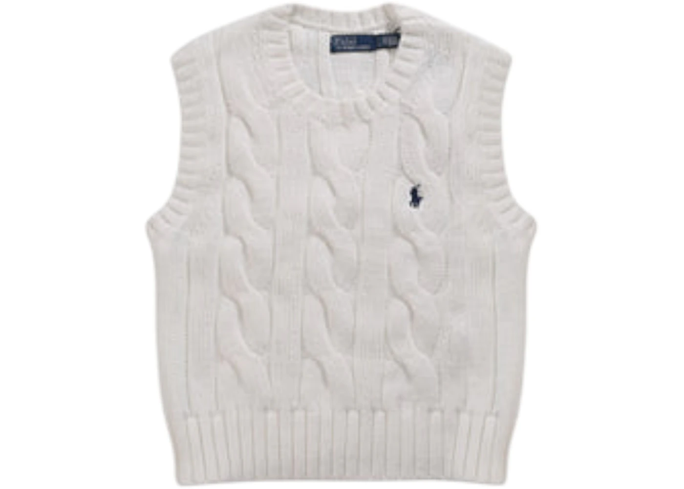 Polo Ralph Lauren Cable Knit Cotton Sweater Vest Wcf White