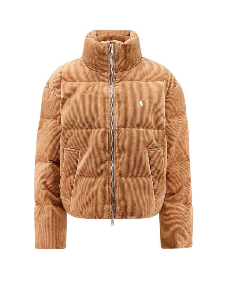 Polo Ralph Lauren Logo Embroidered Corduroy Puffer Jacket