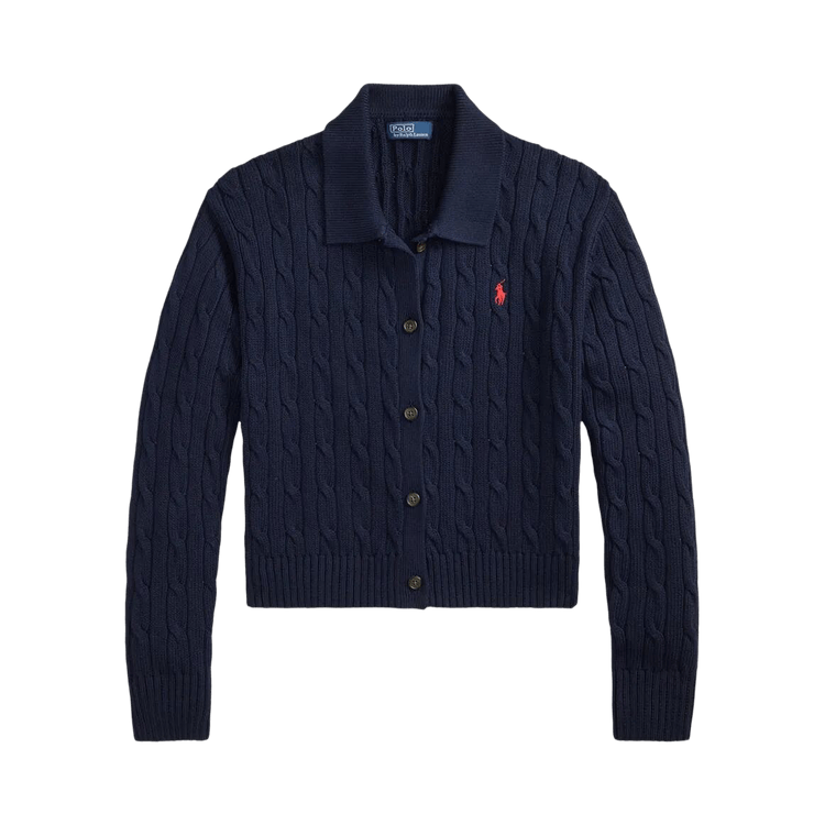 Polo Ralph Lauren Cotton-Long Sleeve-Collared-Cardigan-Sweater 'Hunter Navy'