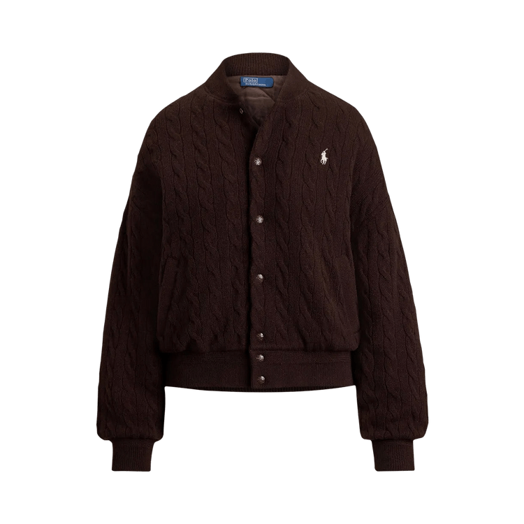 Polo Ralph Lauren Sweater Bomber-Coat 'Walnut Brown Melange'