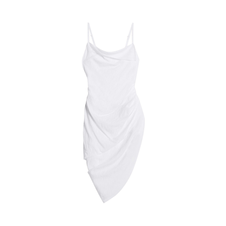 Jacquemus Asymmetric Draped Mini Dress 'White'