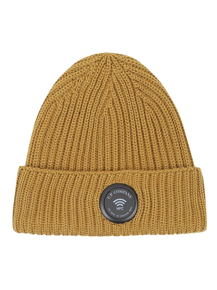C.P. Company Logo Patch Ribbed Beanie Hat