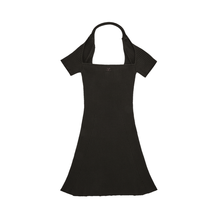 Courrèges Hyperbole Rib Knit Mini Dress 'Mud Brown'
