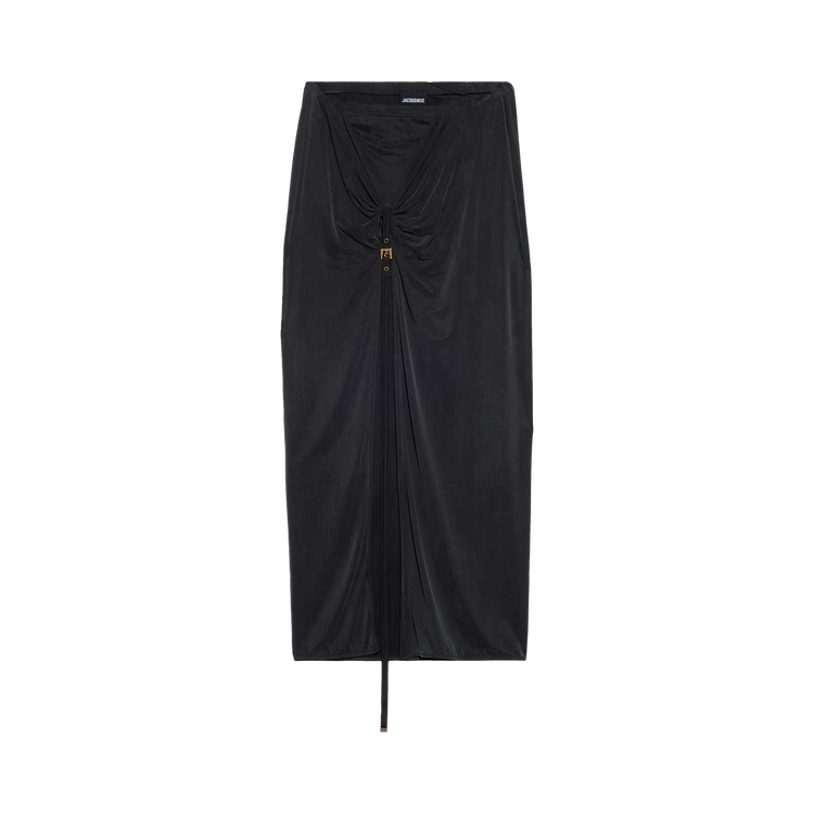 Jacquemus Slit Sarong Skirt 'Black'