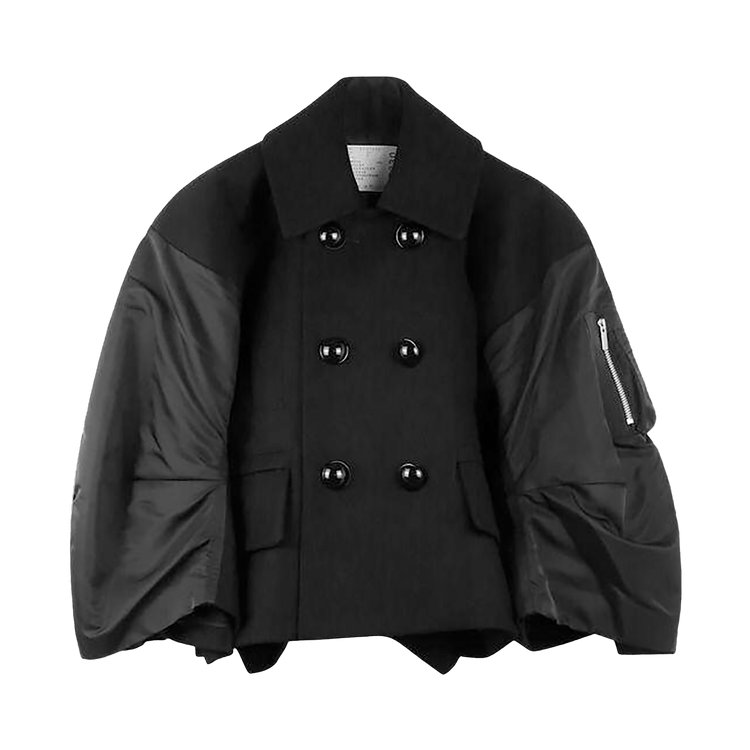 Sacai Wool Melton Nylon Twill Jacket 'Black'