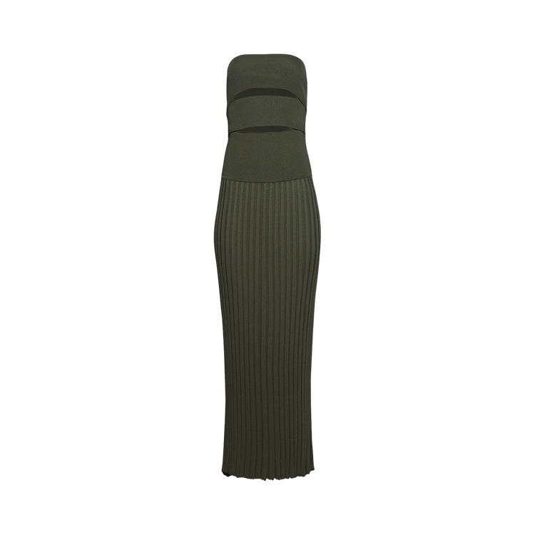 Christopher Esber Slashed Knit Sunray Strapless Dress 'Kombu'