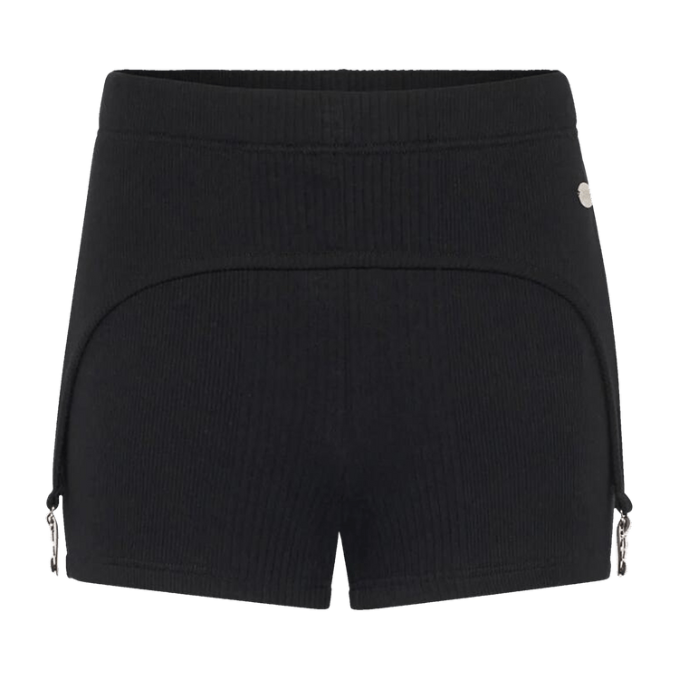 Jean Paul Gaultier Cotton Ribbed Mini Short With Lingerie Garter 'Black'