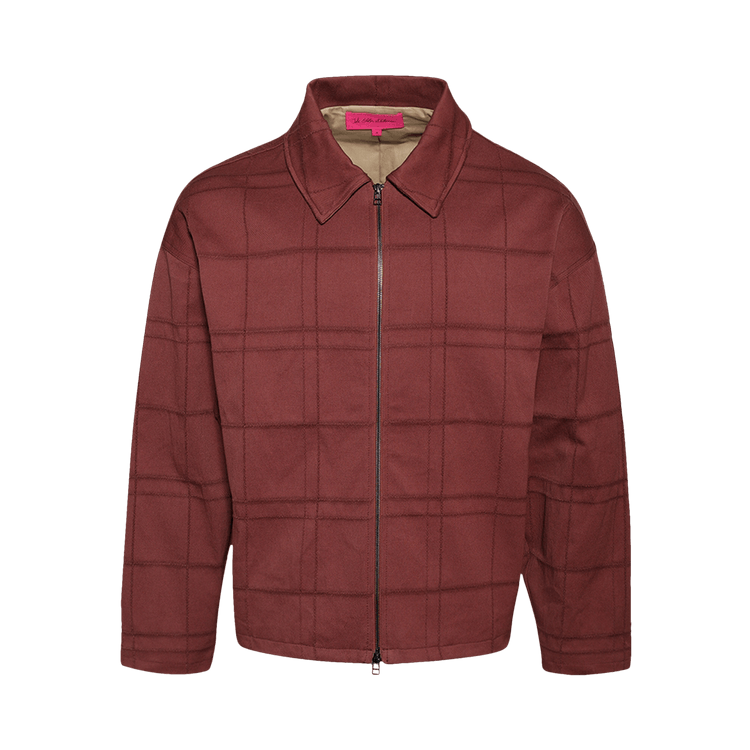 The Elder Statesman Windowpane Boxy Jacket 'Clay'