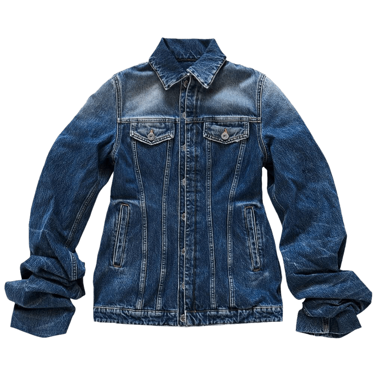 Jean Paul Gaultier Fitted Denim Jacket With Oversized Sleeves 'Vintage Blue'