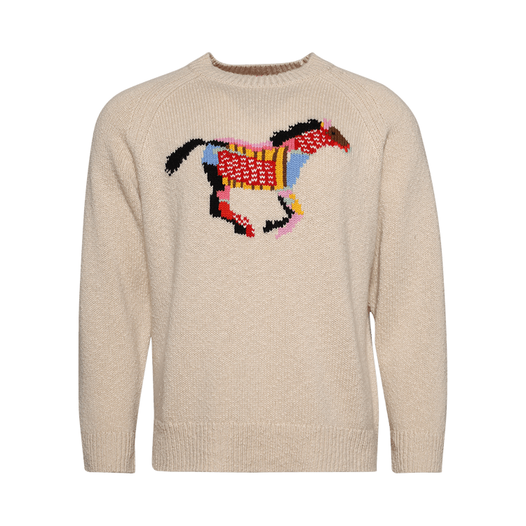 The Elder Statesman Glacier Horse Crew 'Ecru'