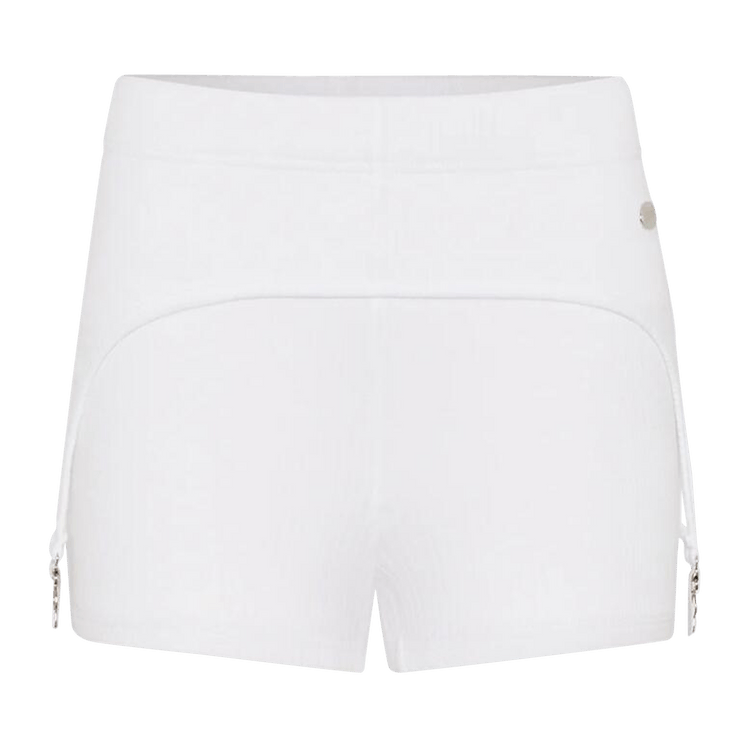 Jean Paul Gaultier Cotton Ribbed Mini Short With Lingerie Garter 'White'