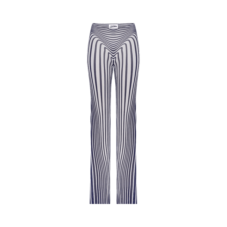 Jean Paul Gaultier Re-Edition Flare Trousers "Morphing Stripes" 'Ecru/Navy'