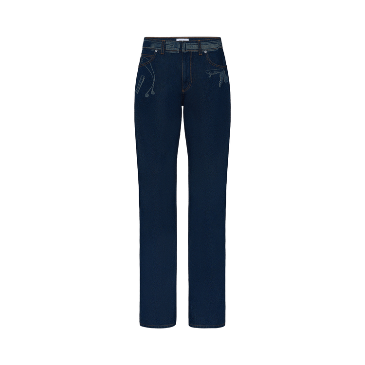 Jean Paul Gaultier Jeans With Trompe L'oeil Print 'Vintage Blue'
