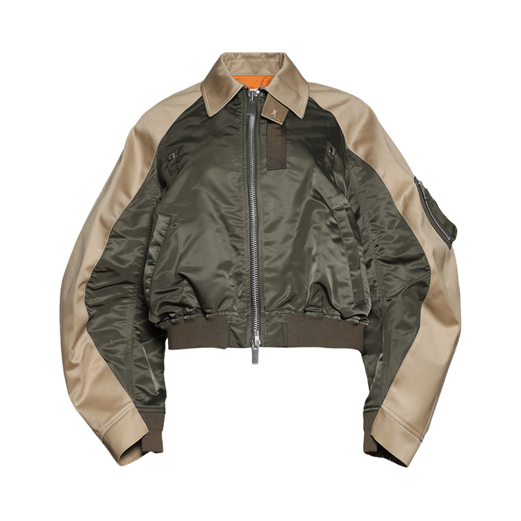 Sacai Cotton Chino x Nylon Twill Blouson 'Dark Khaki/Beige'