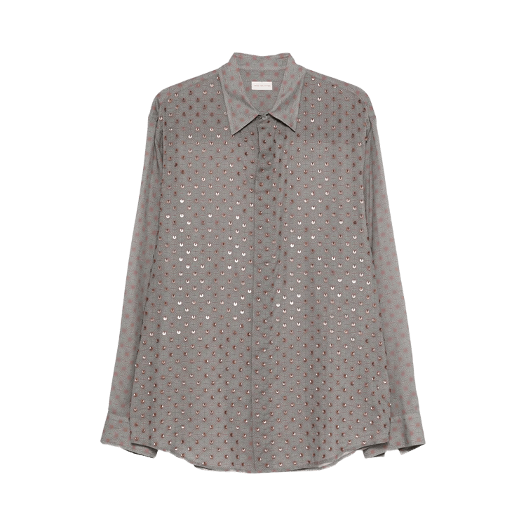 Dries Van Noten Starburst Polka Dot Print Shirt 'Steel'