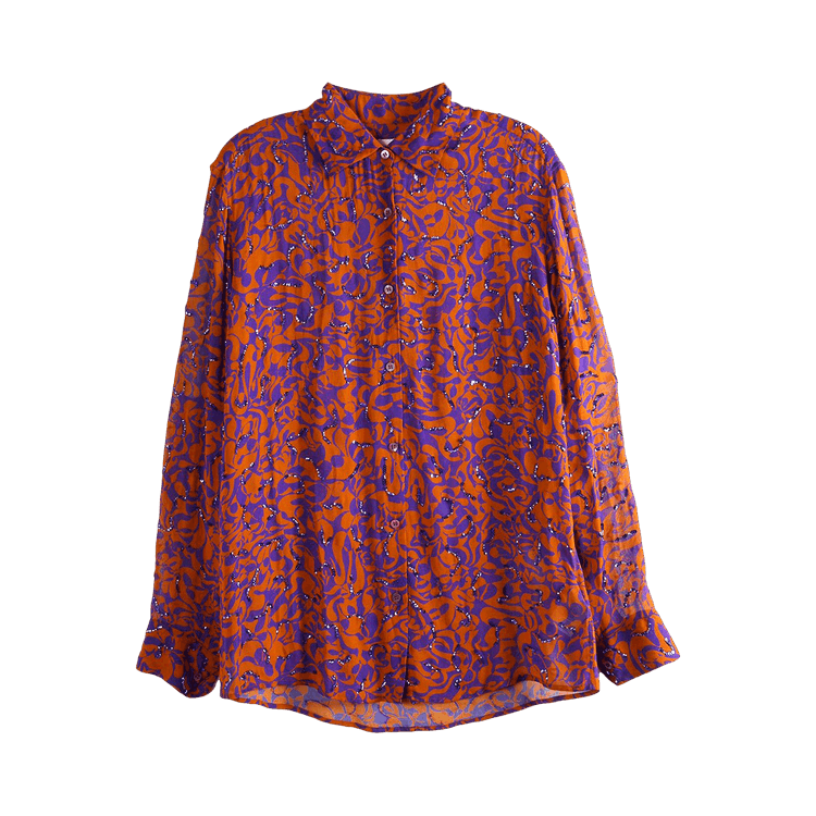 Dries Van Noten Dotted Squiggle Print Clavelly Embellished Shirt 'Orange'