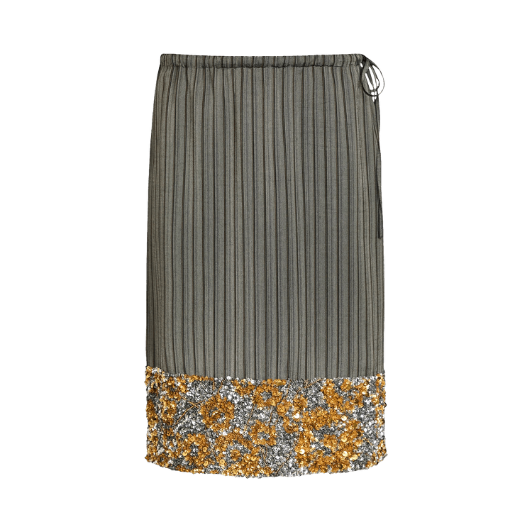 Dries Van Noten Striped Scotts Embellished Skirt 'Grey'