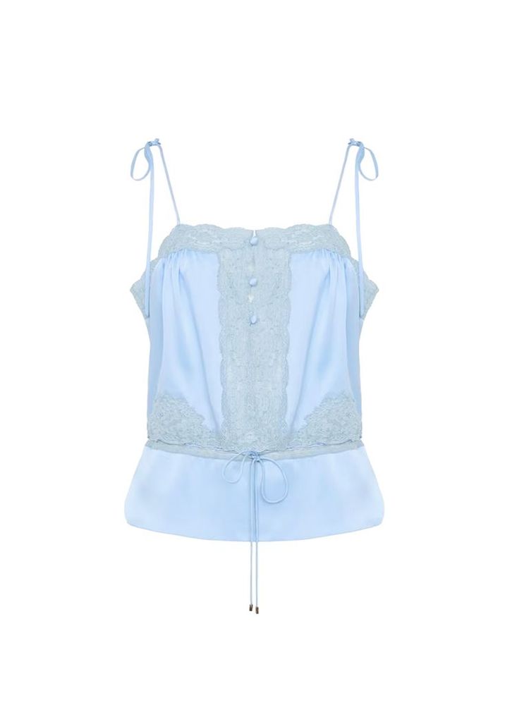 Chloé Lace Panelled Drawstring Satin Camisole Top