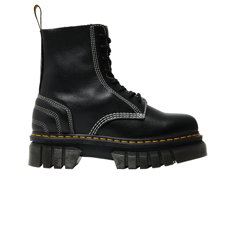 Dr. Martens Wmns Audrick Leather Platform Lace Up Boot 'White Stitch - Black'