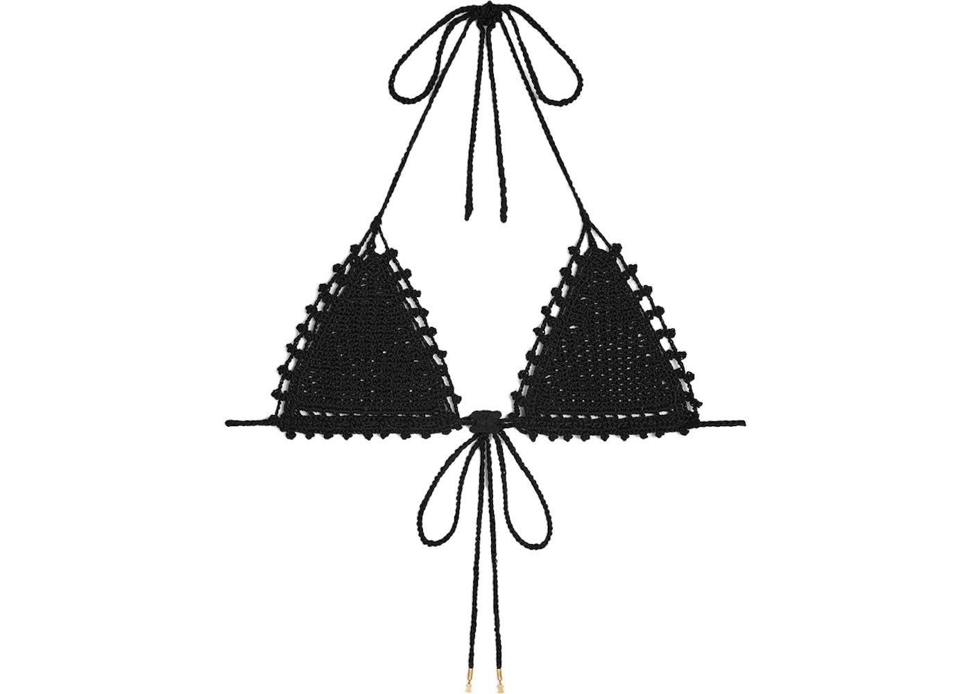 Celine Crocheted Cotton Triangle Top Black