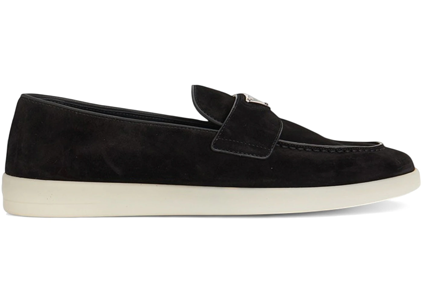 Prada Suede Logo Loafer Black