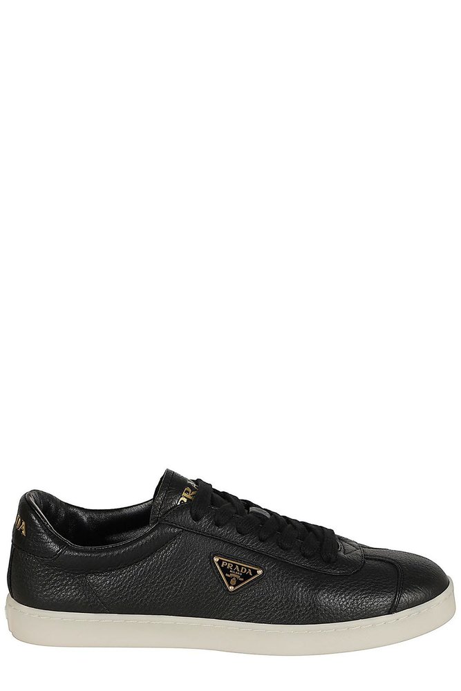 Prada Triangle Logo Plaque Low-Top Sneakers