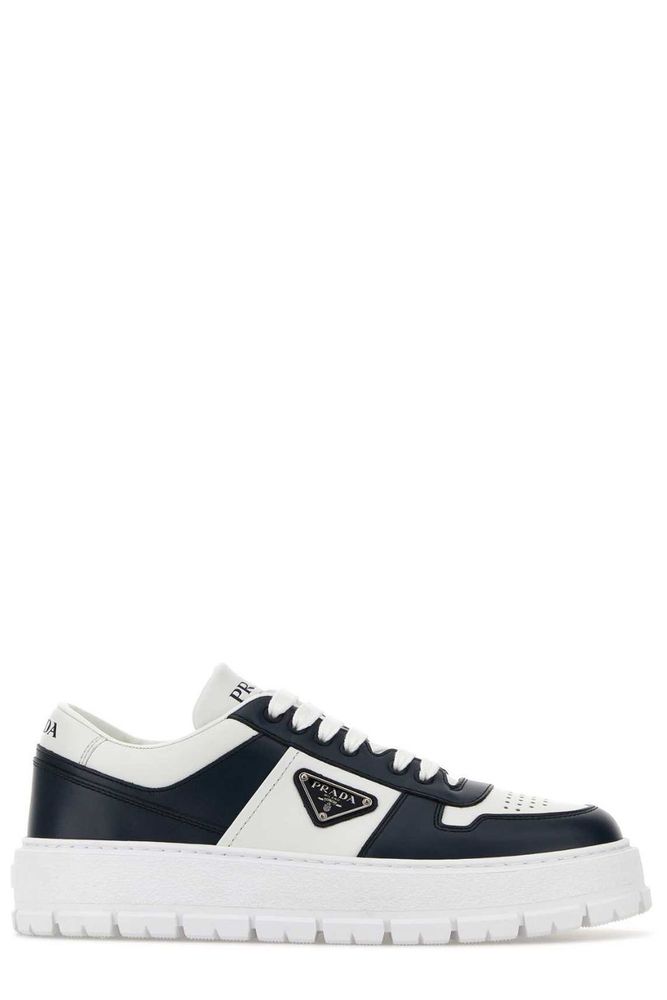 Prada Two-Tone Leather Low-Top Sneakers