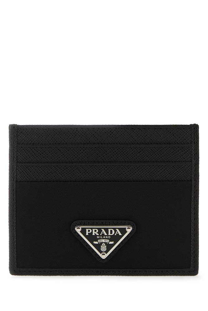 Prada Logo Plaque Slit Detailed Card Holder