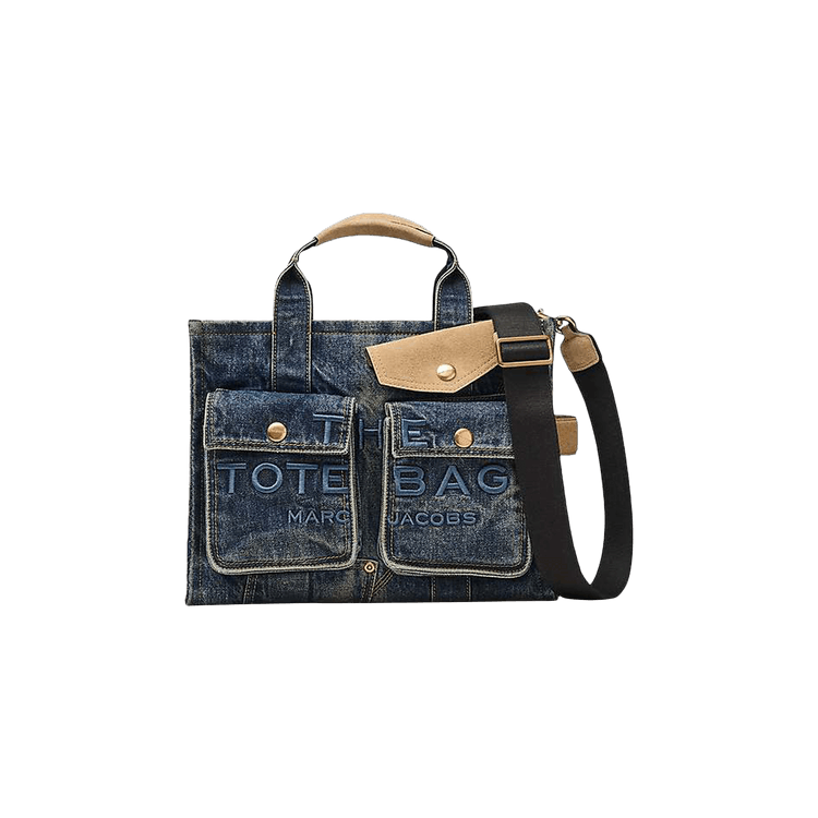 Marc Jacobs Denim Suede Pocket Medium Tote Bag 'Dark Wash'