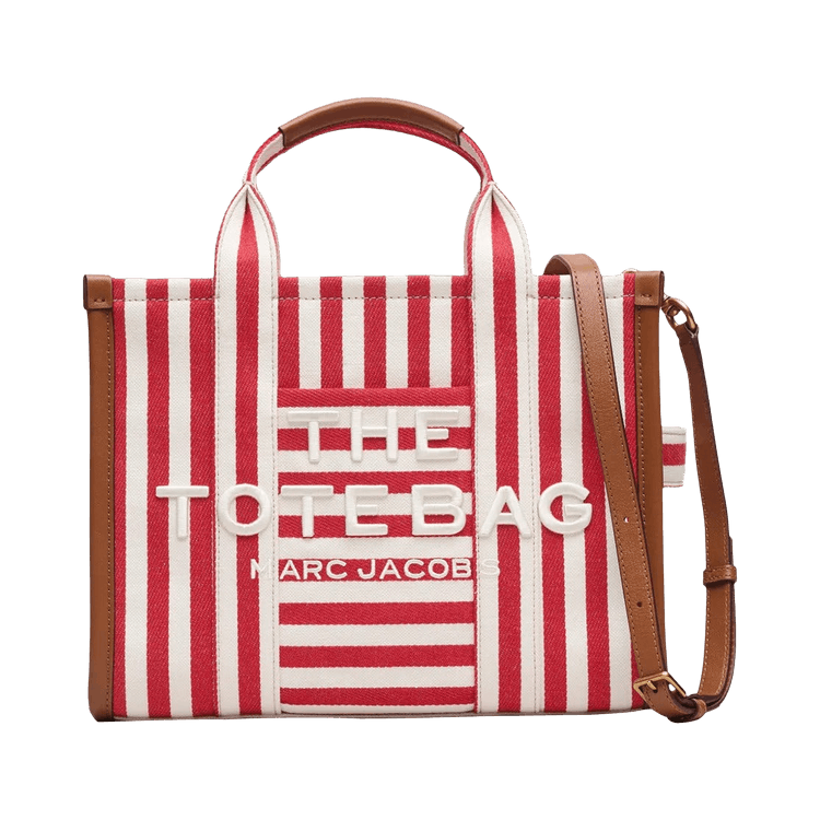 Marc Jacobs The Medium Stripe Canvas Tote Bag 'True Red'