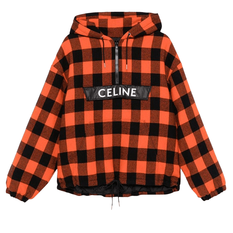 CELINE Checkered Quarter-Zip Hoodie 'Orange'