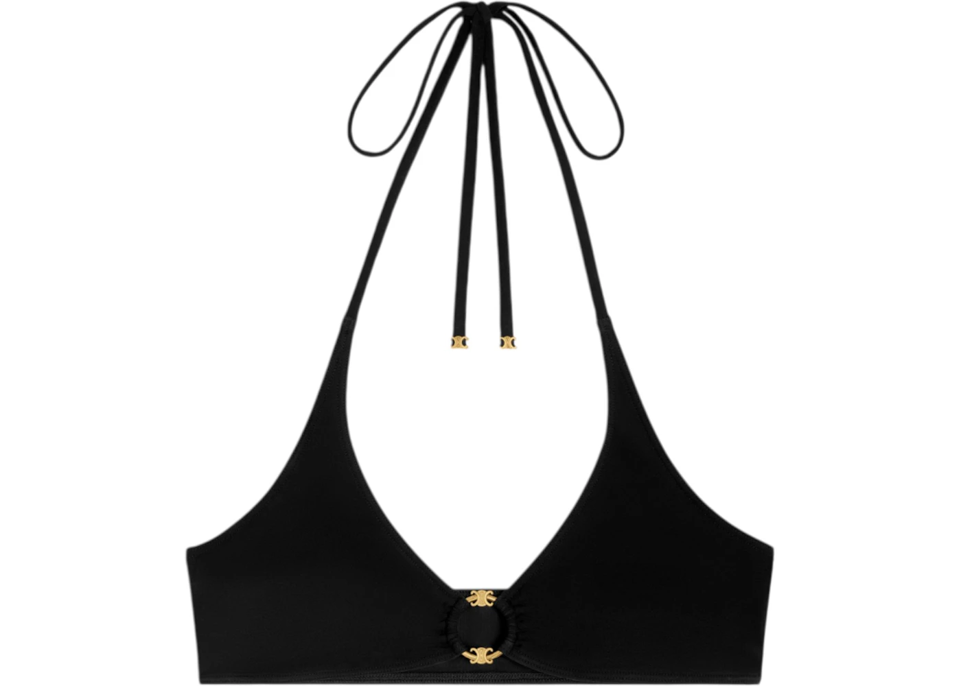Celine Triomphe Ring in Matte Jersey Swimsuit Top Black