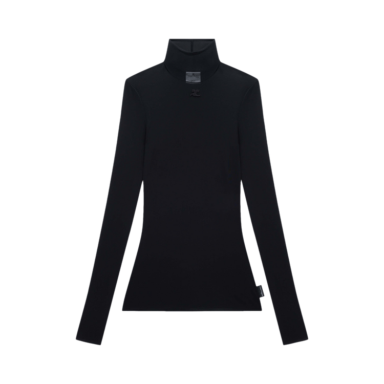 Courrèges Second Skin Mock Neck Top 'Black'