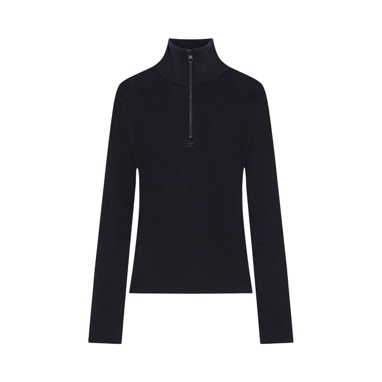 Courrèges Zipped Mockneck Sweater 'Navy'