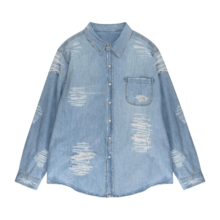 424 Distressed Denim Shirt 'Blue'