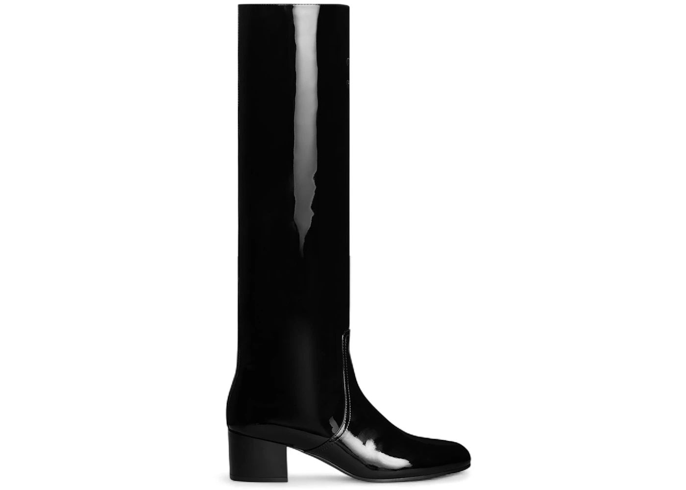 Celine Les Bottes Triomphe High Boot Black Patent (Women's)