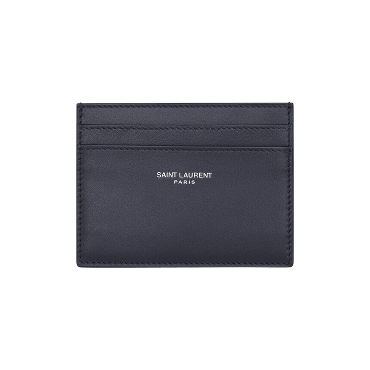 Saint Laurent Paris Card Case In Smooth Leather 'Midnight'