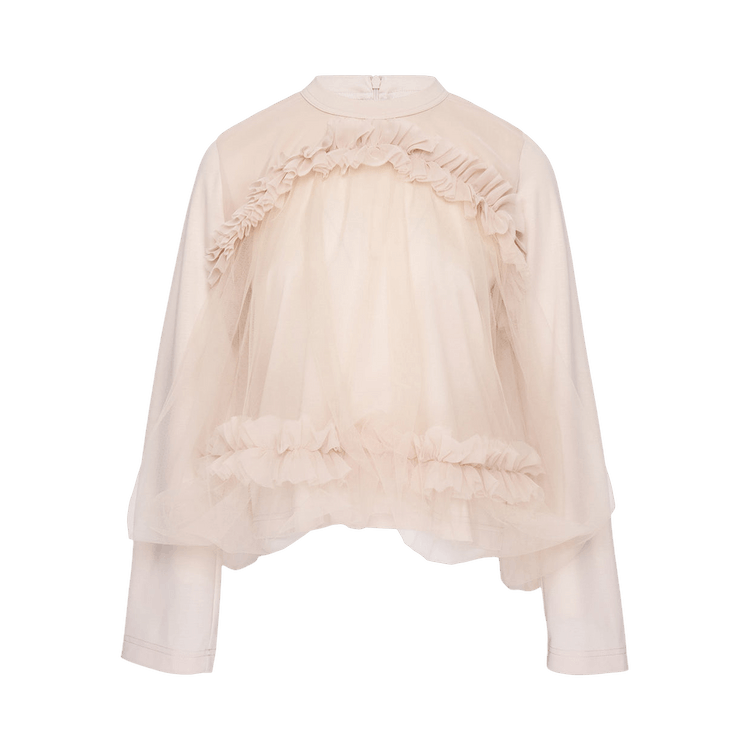 Comme des Garçons Noir Sheer Ruffle Trim T-Shirt 'Beige'