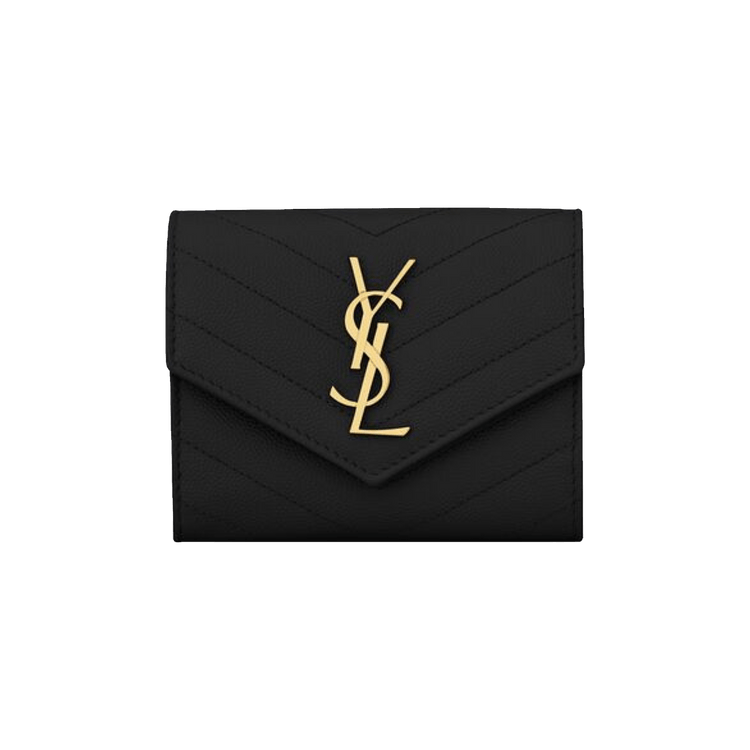 Saint Laurent Monogram Compact Tri Fold Wallet 'Noir'