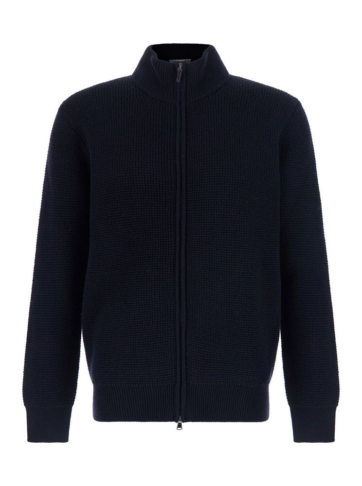 Kangra Zip Punto Rovescio Knit Cardigan