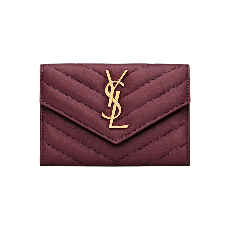 Saint Laurent Cassandre Wallet In Lambskin 'Hot Wine'