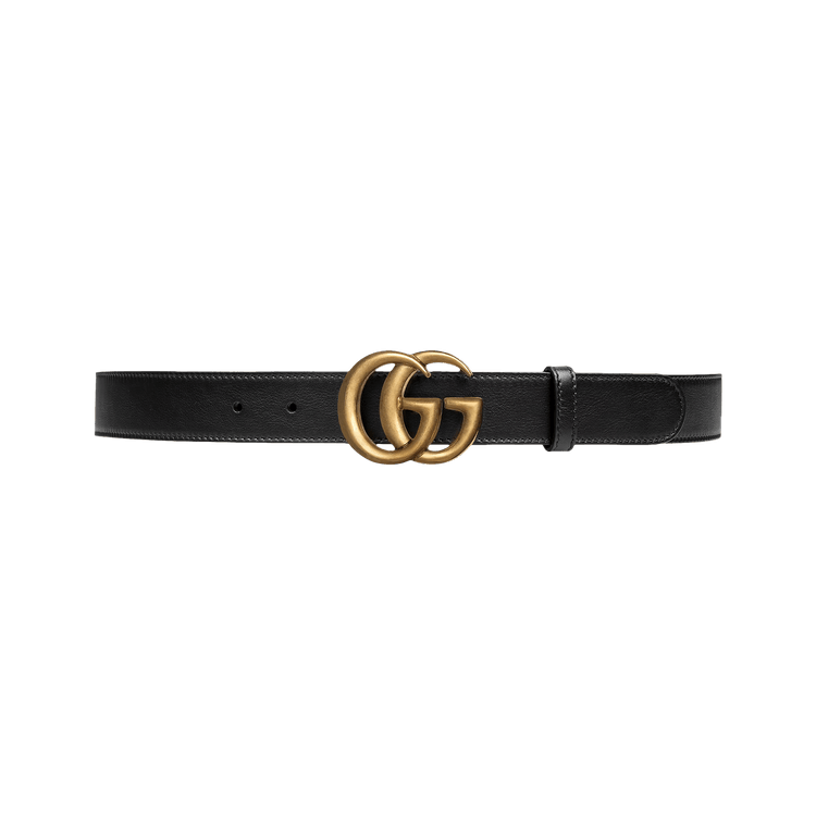 Gucci Leather Double G Slim Belt 'Black'