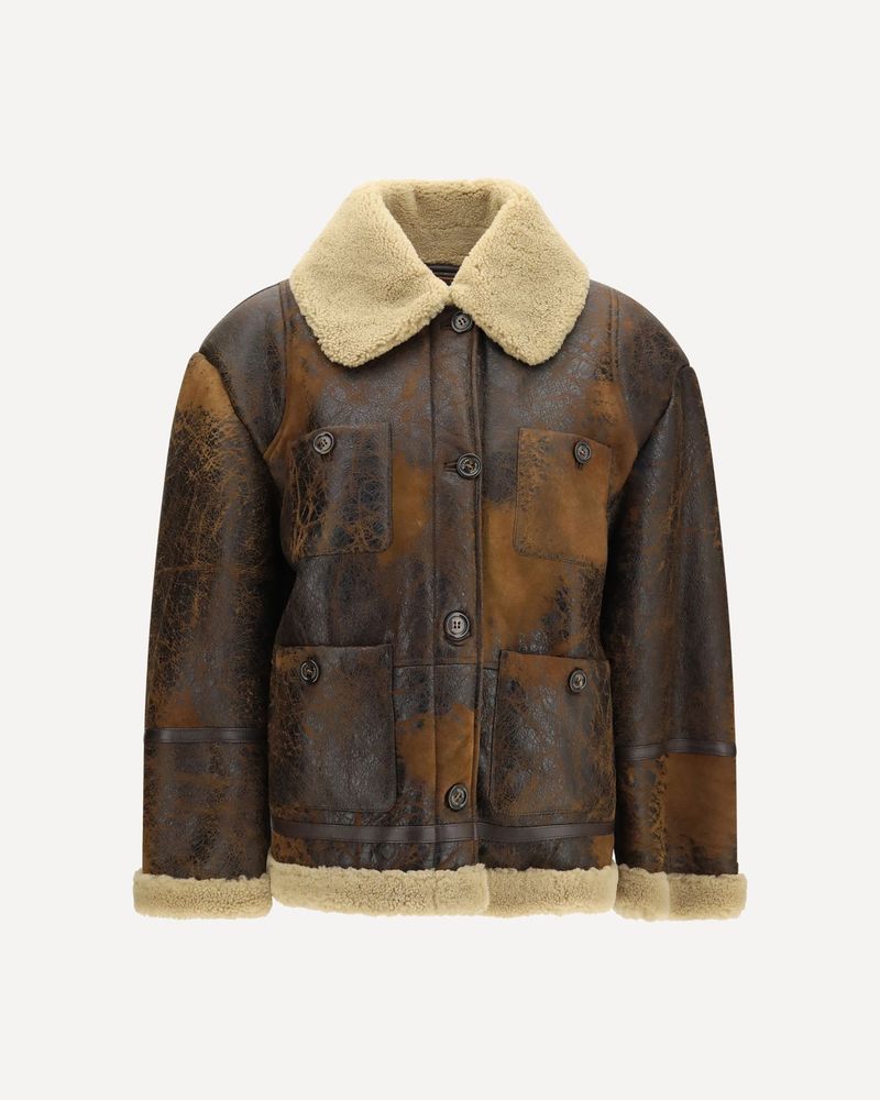 Valstar Distressed Shearling Collar Jacket