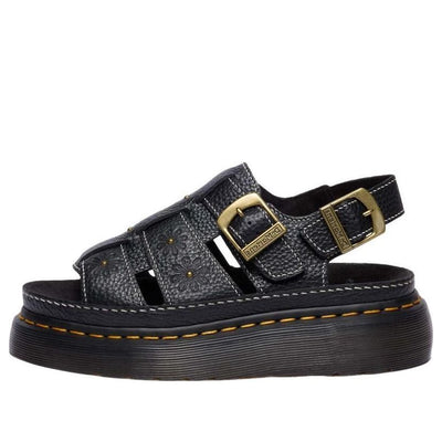(WMNS) Dr. Martens Wrenlie Open Toe Nappa Leather Fisherman Platform Sandals 'Black'