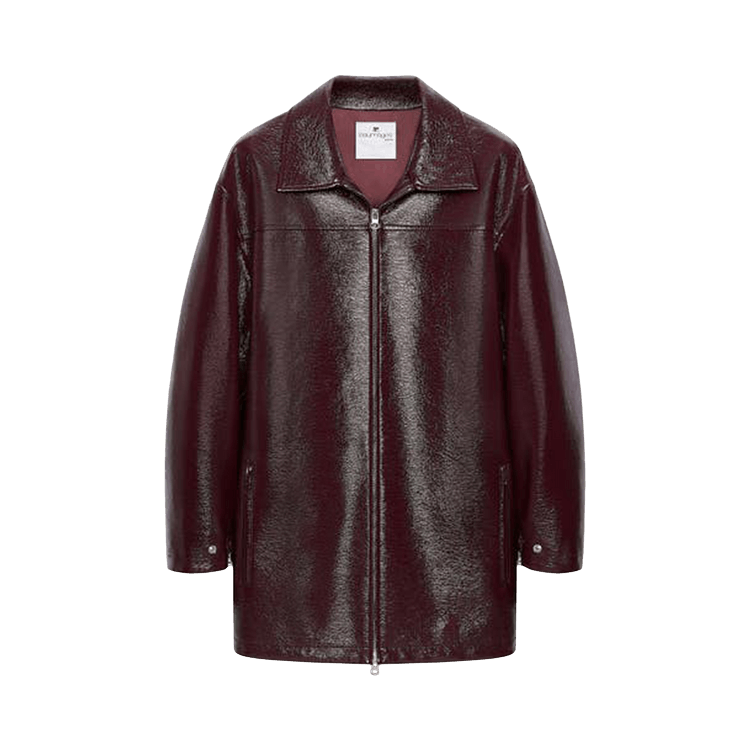 Courrèges Zipped Vinyl Maxi Bomber Jacket 'Burgundy'