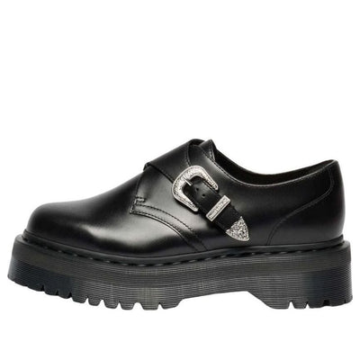 (WMNS) Dr. Martens Retro Monk Quad Tumble Leather Strap Shoes 'Black'