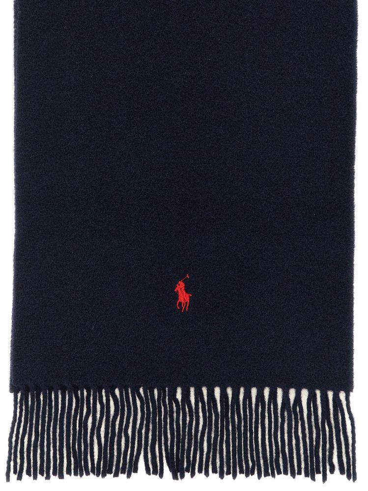 Polo Ralph Lauren Logo Embroidered Fringed Scarf