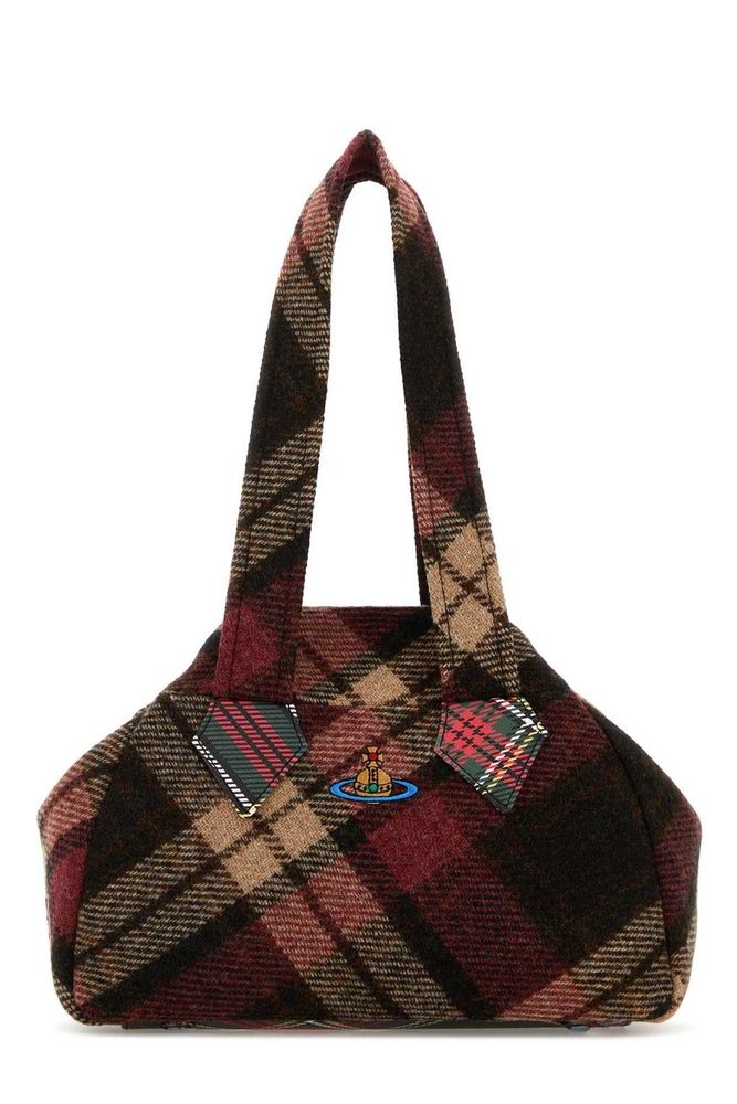 Vivienne Westwood Logo Embroidered Checked Handbag