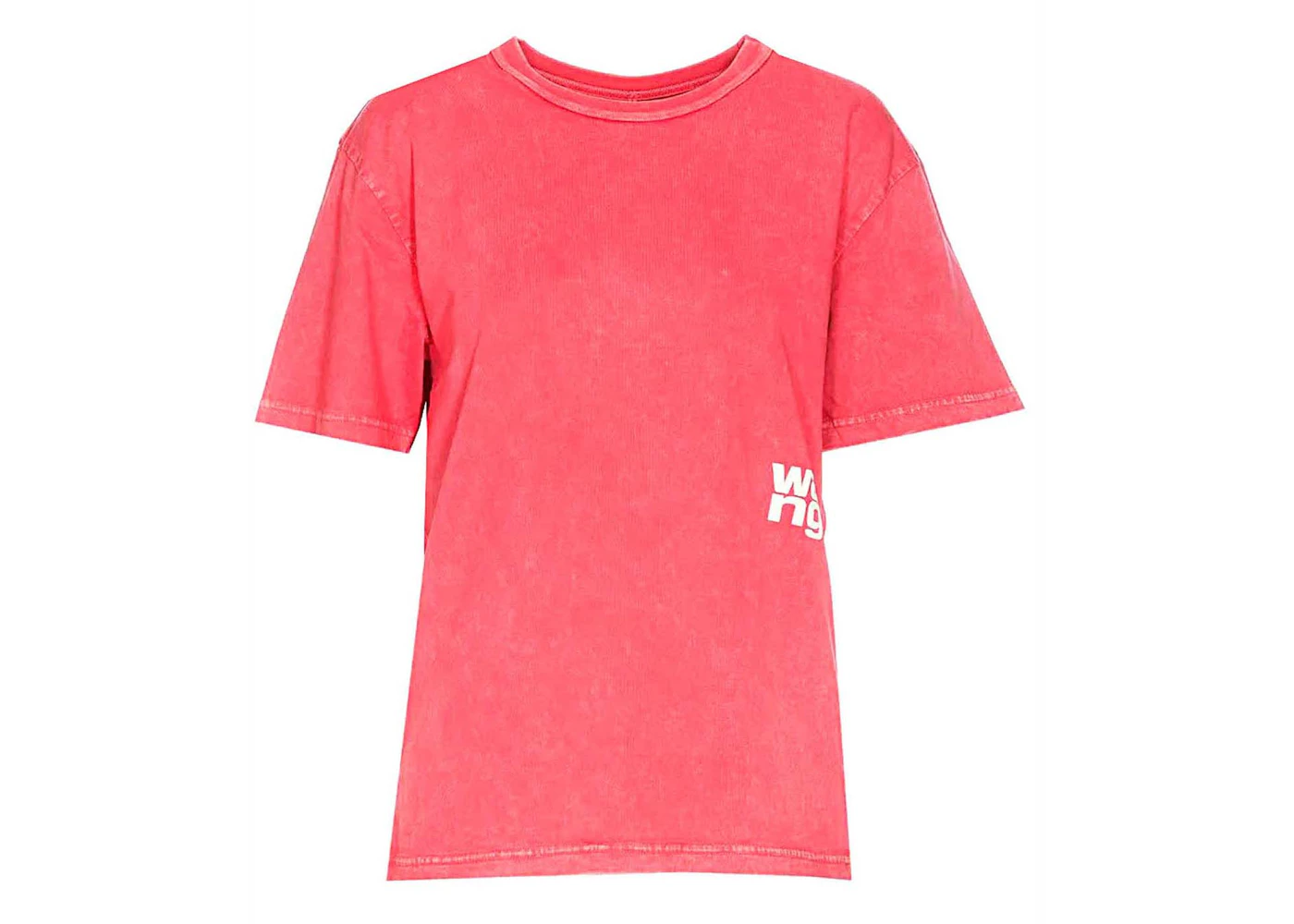 T by Alexander Wang Puff Logo & Bound Neck Essential Jersey SS Tee Soft Cherry